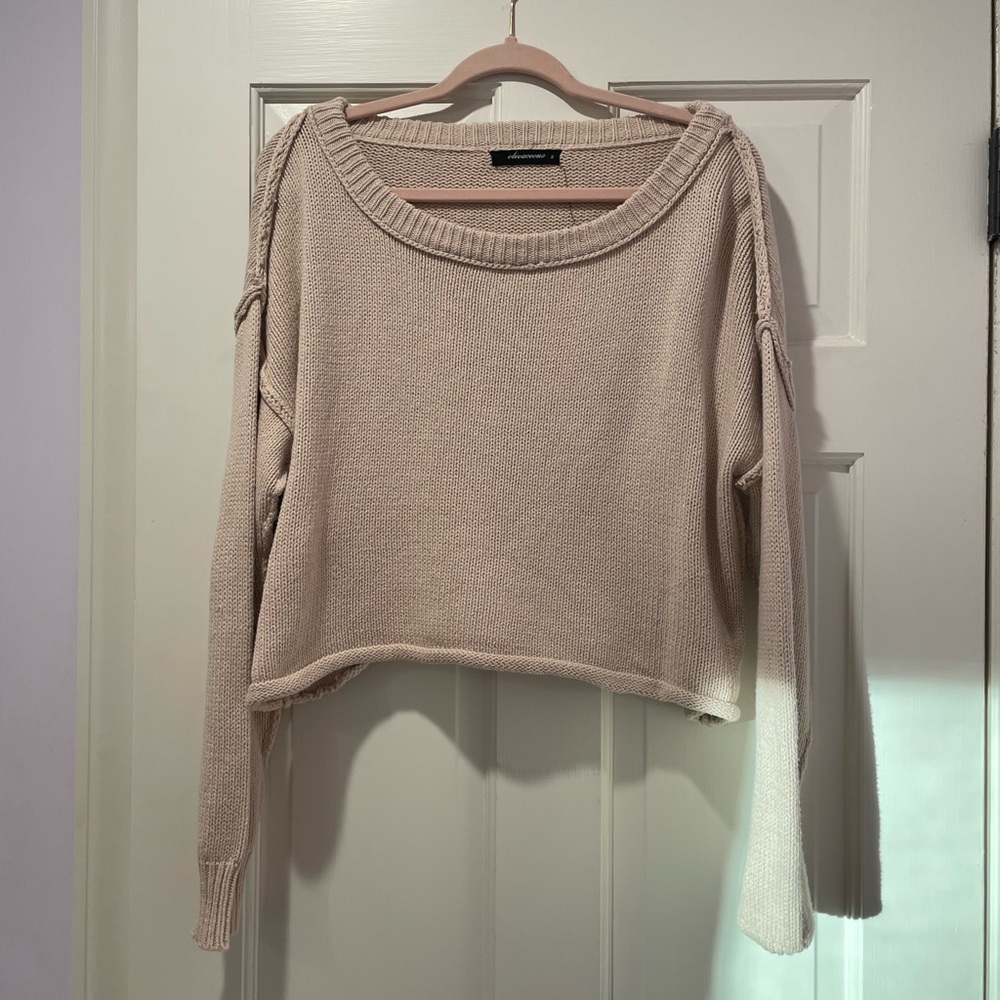 Olivaceous Tan Cropped Sweater | size small |